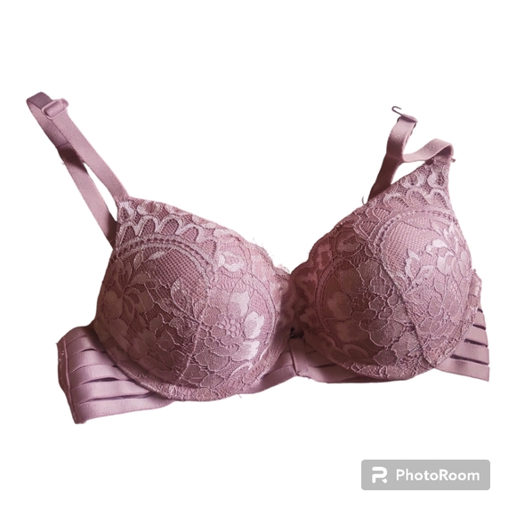 LA SENZA Mauve Lavender Lace Double Push Up Bra - Size 30A, XXS - Picture 3 of 4